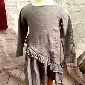Marin + Morgan Girls Dress Gray Gauze SZ 2